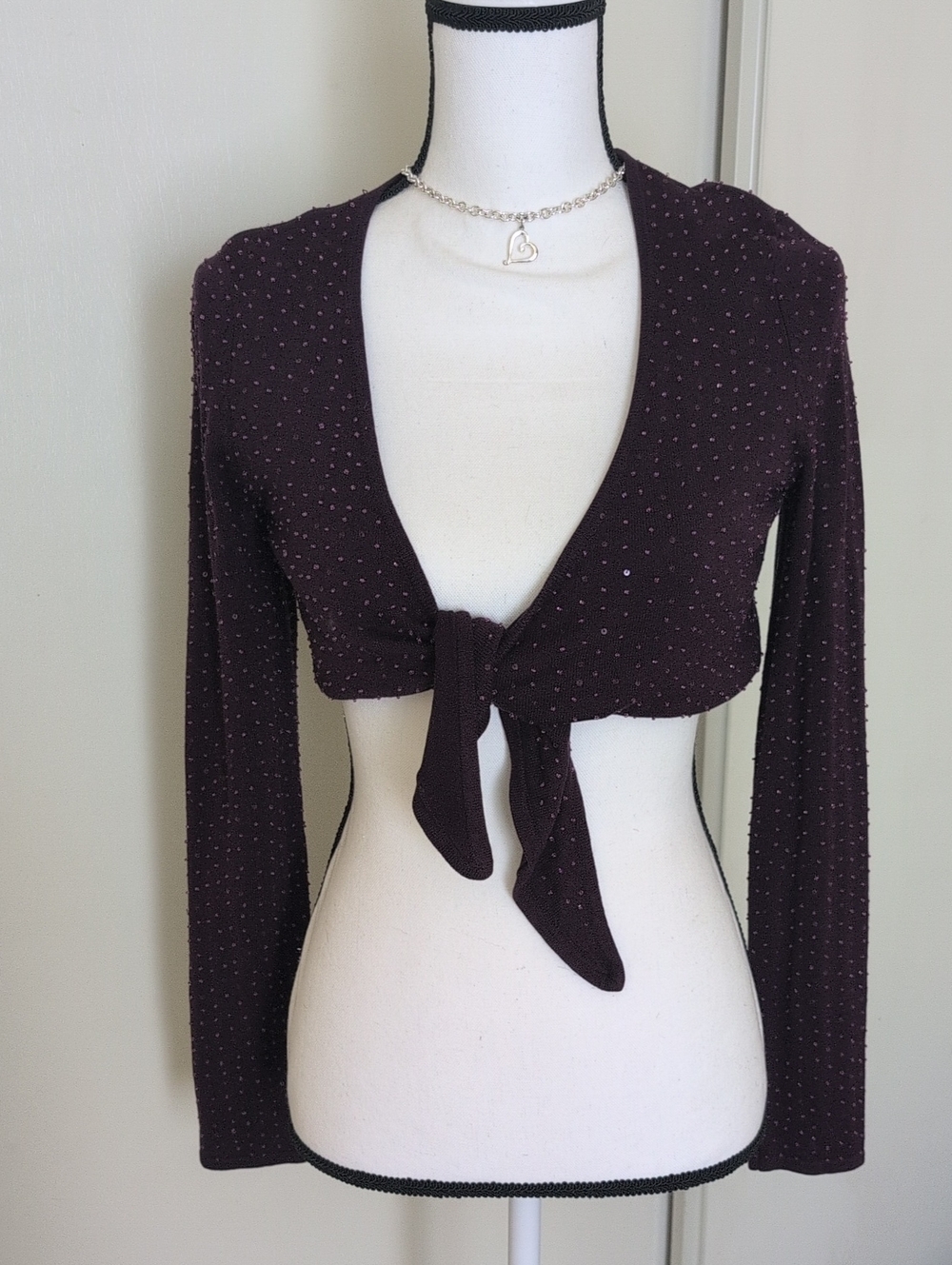 INC Women’s Deep Plum Tie-Front Cropped Shrug
